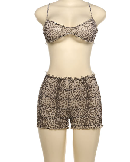 Leopard Camisole+Lacing Shorts  Outfit - VOLDRI