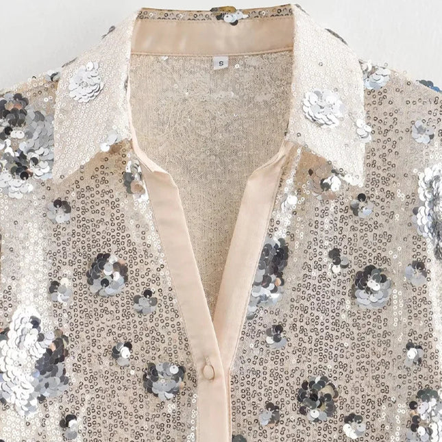 Vintage Sequins Blouse - VOLDRI