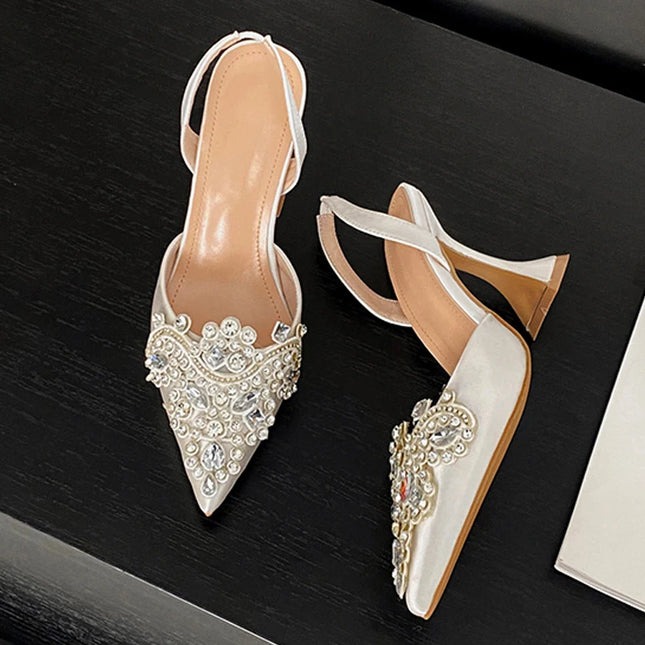 Crystal Rhinestone Pumps High Heels - VOLDRI