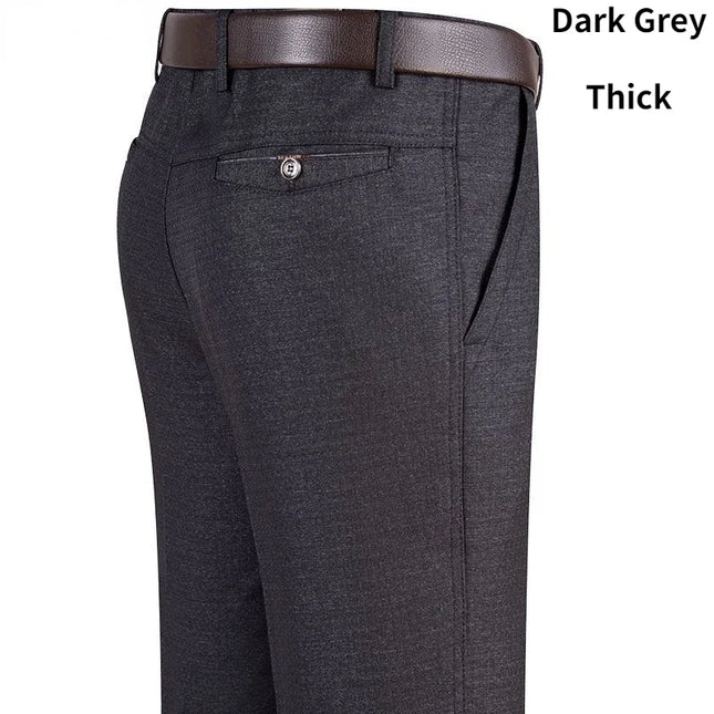 New Men's Summer Thin Business Pants Autumn Fashion Solid Gentle Thicken Casual Trousers Male Brand Suit Pant Black Gray KOACUS -   | Stylish & Elegant Fashion by Voldri