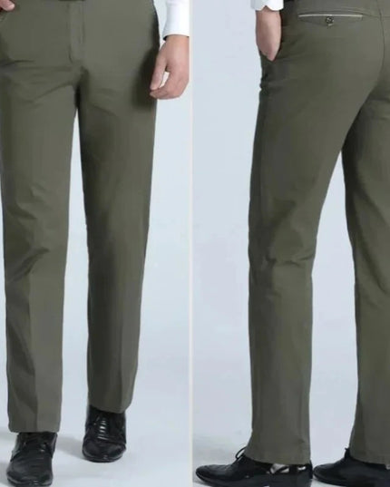 Men's Smart Business Office Pants 100% Cotton Autumn Thickened Summer Thin Solid Quick-Drying Brand Casual Work Trousers KOACUS -   | Stylish & Elegant Fashion by Voldri