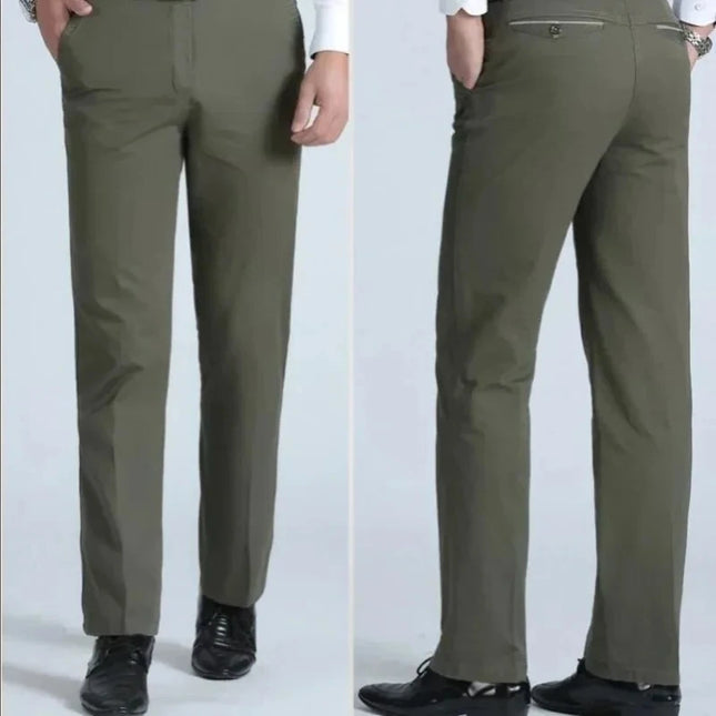 Men's Smart Business Office Pants 100% Cotton Autumn Thickened Summer Thin Solid Quick-Drying Brand Casual Work Trousers KOACUS -   | Stylish & Elegant Fashion by Voldri