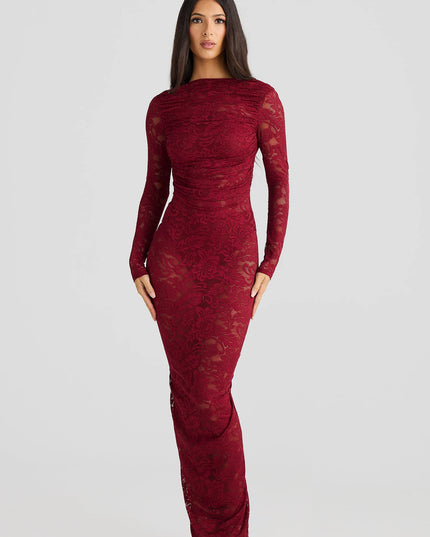 Lace See Through Bodycon  Long Dress - VOLDRI