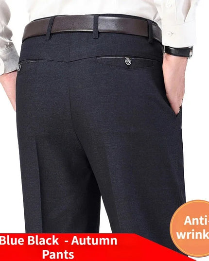 Voldri Men's Casual Suit Pants - Classic Stretch Trousers in Black/Gray -   | Stylish & Elegant Fashion by Voldri