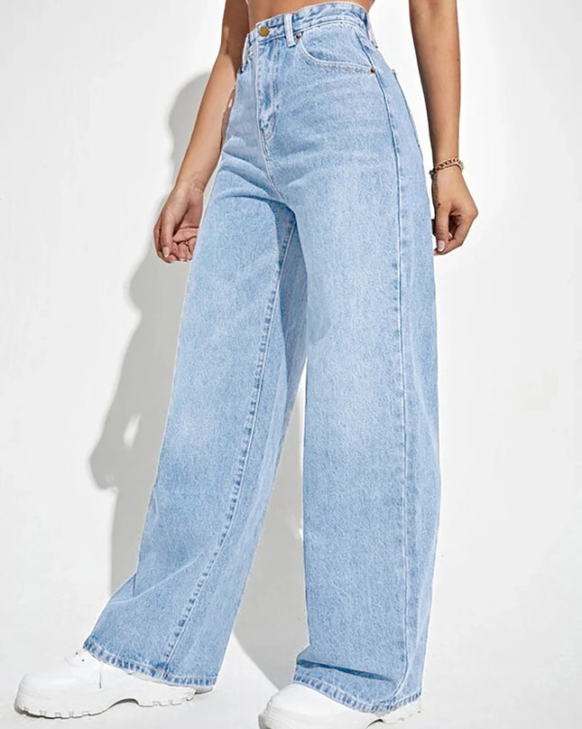 Denim wide leg pants