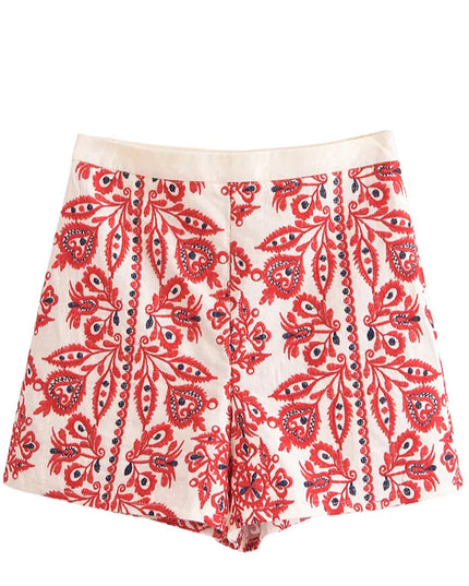 Vintage Casual Embroidery Shorts - VOLDRI