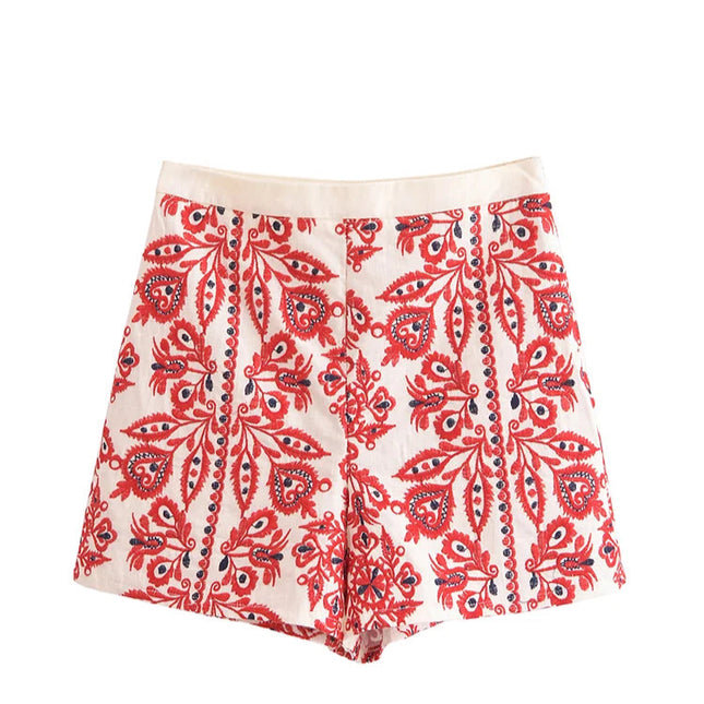 Vintage Casual Embroidery Shorts - VOLDRI