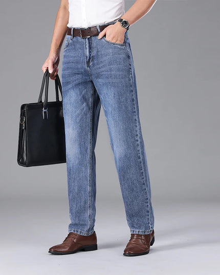 2026 Summer High Quality Brand Cloth Business Casual Men's Lightweight Straight Loose Jeans Classic Retro thin cotton trousers -   | Stylish & Elegant Fashion by Voldri