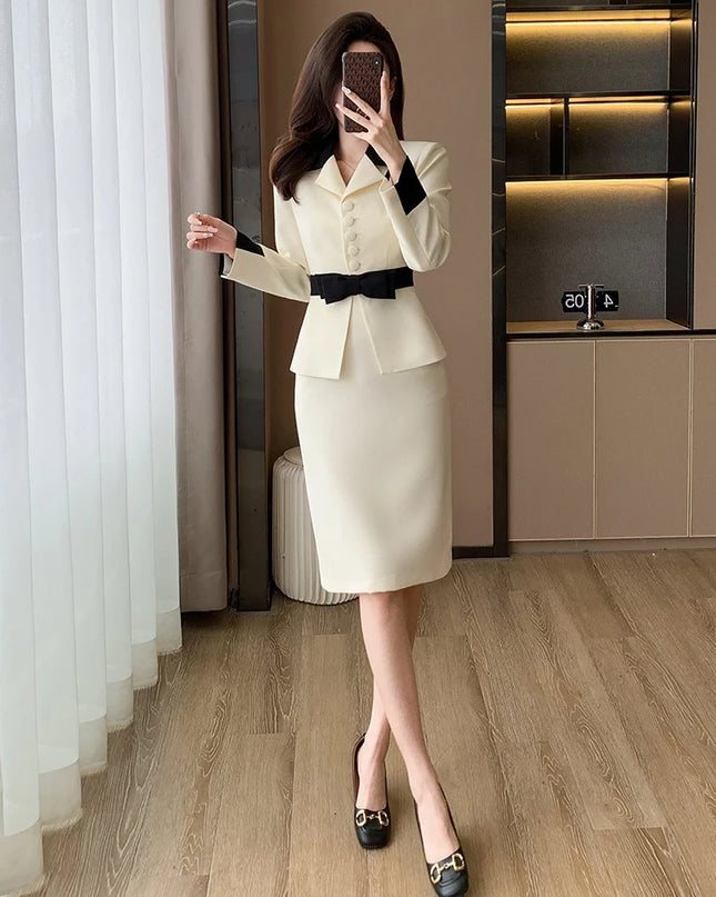 Blazer Two Piece Set Skirt Suit - VOLDRI