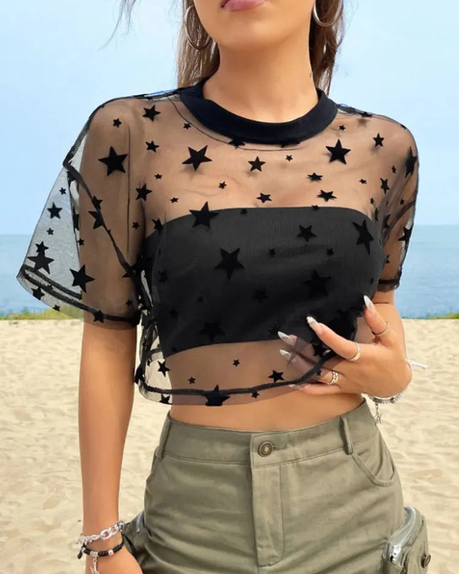 Star Print Crop Top