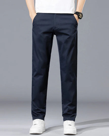 2026 Summer Clothing Smart Casual Men's Straight Cotton Stretch Pants Classic Letter Patches Lightweight mid-rise trousers -   | Stylish & Elegant Fashion by Voldri