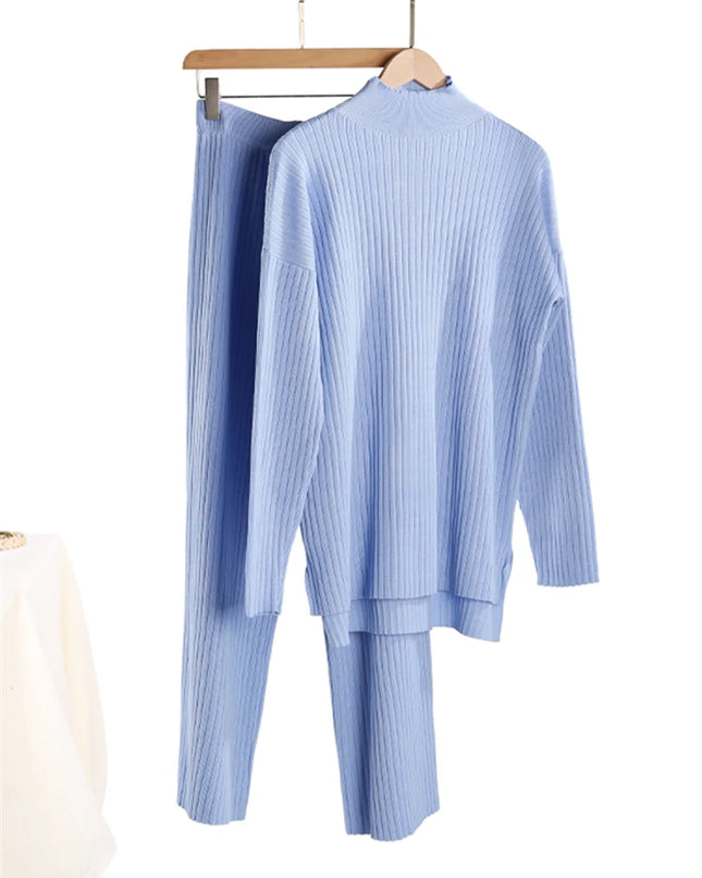 Knitted Tracksuit  Sweater  Pants Set