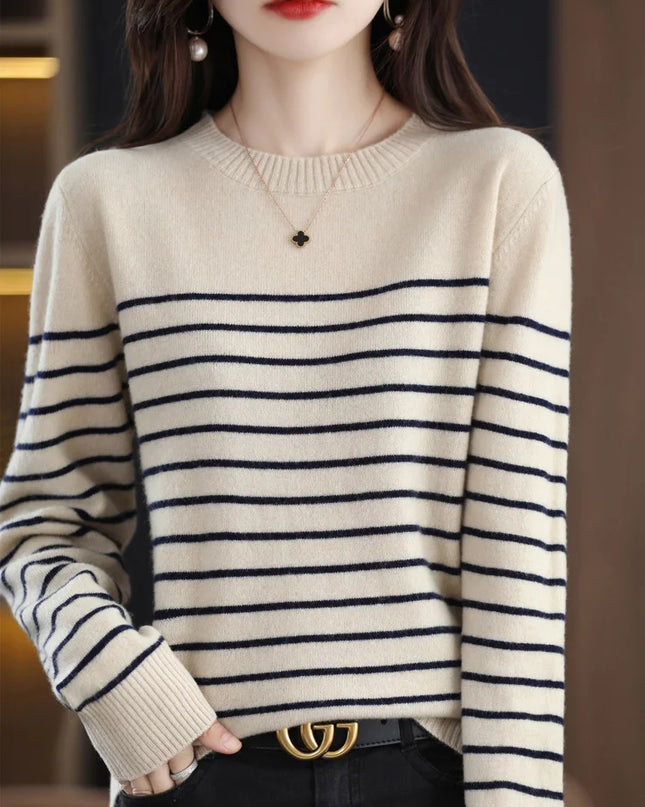 Striped Long Sleeve Sweaters Tops - VOLDRI