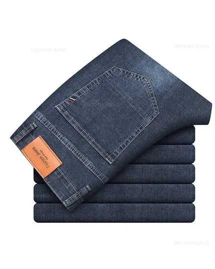 Voldri Men's Lightweight Cotton Stretch Jeans - Business Casual Fit