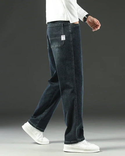Voldri Men's Baggy Straight Jeans - 2025 Y2 Style, Mid Waist Fit