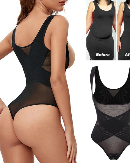 2pcs Mesh Thongs Bodysuit Shapewear - VOLDRI