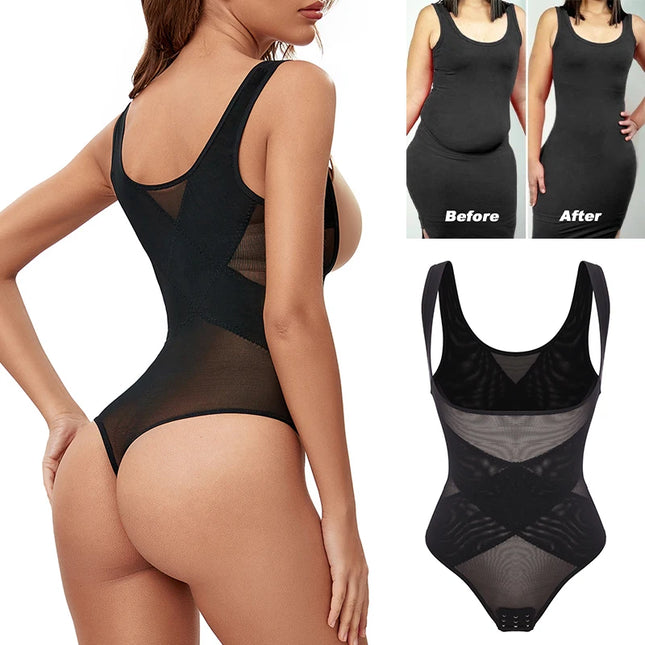 2pcs Mesh Thongs Bodysuit Shapewear - VOLDRI