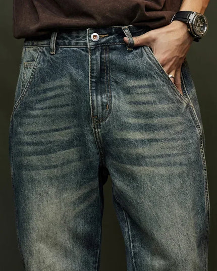 Trendy Men's Harem Pants, Fashionable Splicing Design, Retro Jeans, High Quality Men's Sports Loose Denim Brand Men's Clothing -   | Stylish & Elegant Fashion by Voldri