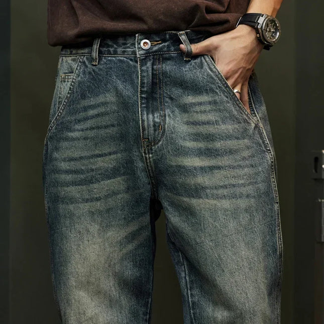 Trendy Men's Harem Pants, Fashionable Splicing Design, Retro Jeans, High Quality Men's Sports Loose Denim Brand Men's Clothing -   | Stylish & Elegant Fashion by Voldri