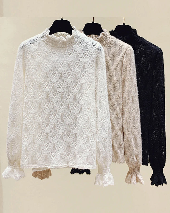 Casual T-shirts Lace Chic O-Neck - VOLDRI