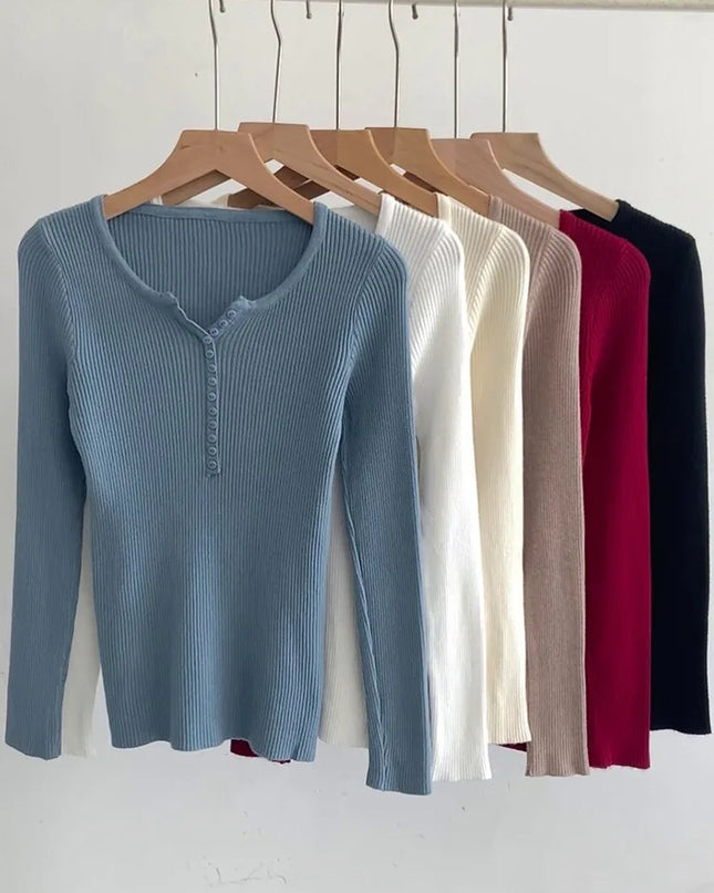 Basic Slim Sweaters Tops - VOLDRI