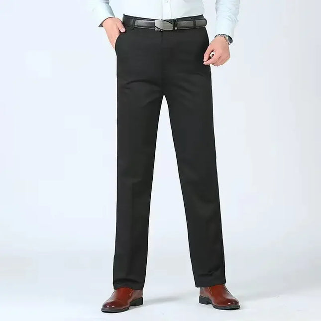 Summer Thin Autumn Thick Men's 100% Cotton Straight Suit Pants Loose Trousers Business Solid Khaki Casual Brand Clothes KOACUS -   | Stylish & Elegant Fashion by Voldri