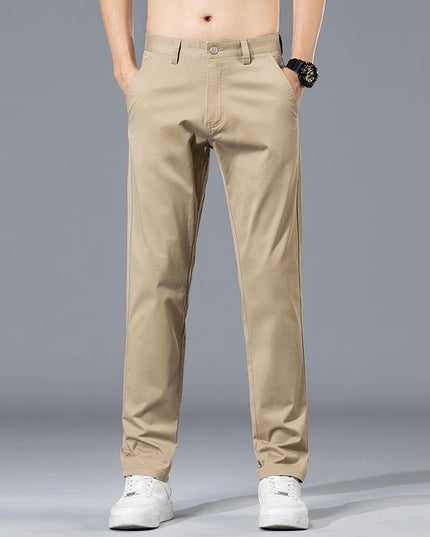 2026 Summer Clothing Smart Casual Men's Straight Cotton Stretch Pants Classic Letter Patches Lightweight mid-rise trousers -   | Stylish & Elegant Fashion by Voldri