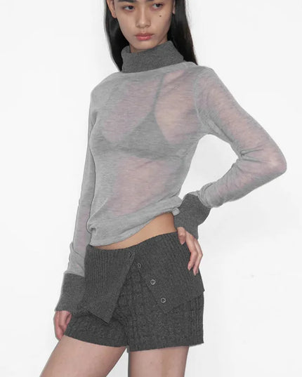 Turtleneck See Through Top - VOLDRI