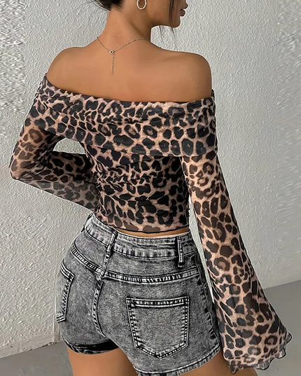 Off Shoulder Leopard Print Top - VOLDRI