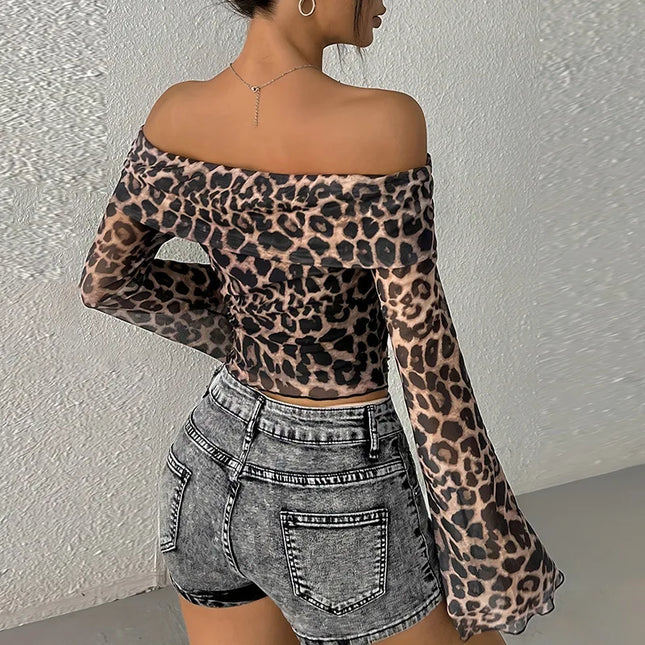 Off Shoulder Leopard Print Top - VOLDRI