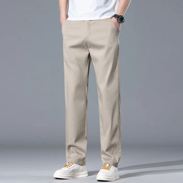 2026 Spring Summer Men's Lightweight Slim Straight Casual Pants Premium Lyocell Micro-elastic brand clothing youth thin trousers