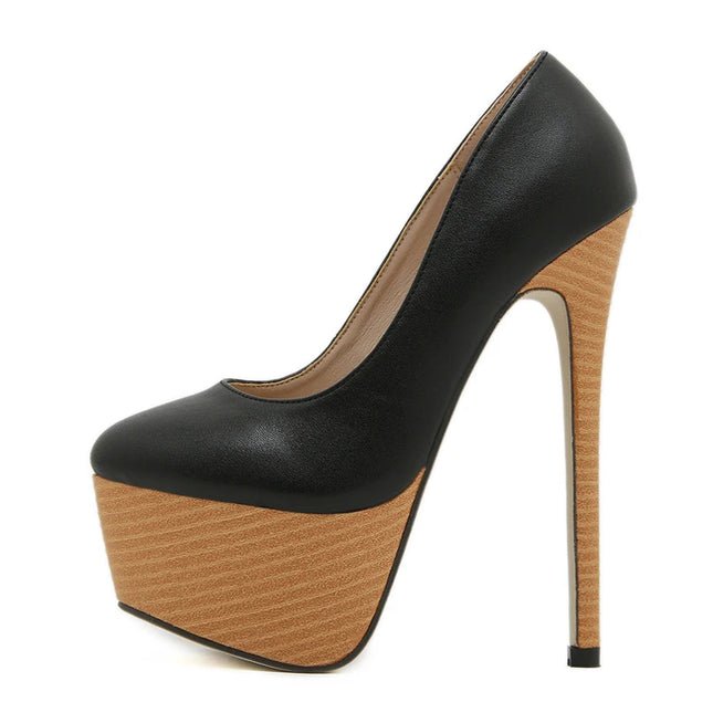 Woodiness Platform Pumps High Heels - VOLDRI