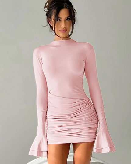 Bodycon Pink Mini Dress - VOLDRI