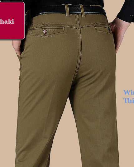 New Arrival Men's 100% Cotton Summer Autumn Casual Pants Fashion Solid Black Khaki Gentle Thicken Trousers Brand Smart Suit Pant -   | Stylish & Elegant Fashion by Voldri