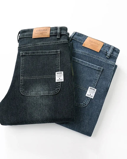 Voldri Men's Baggy Straight Jeans - 2025 Y2 Style, Mid Waist Fit