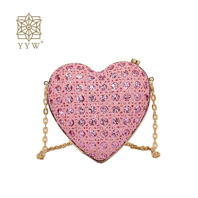 Rhinestone Love Heart Clutch - VOLDRI