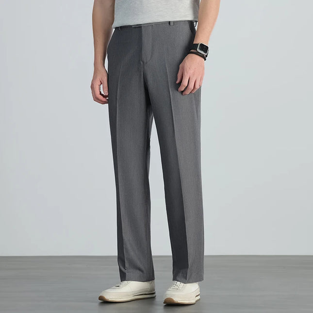 2026 summer brand business casual men's straight lightweight stretch trousers Classic simple high-waisted thin full length pants -   | Stylish & Elegant Fashion by Voldri