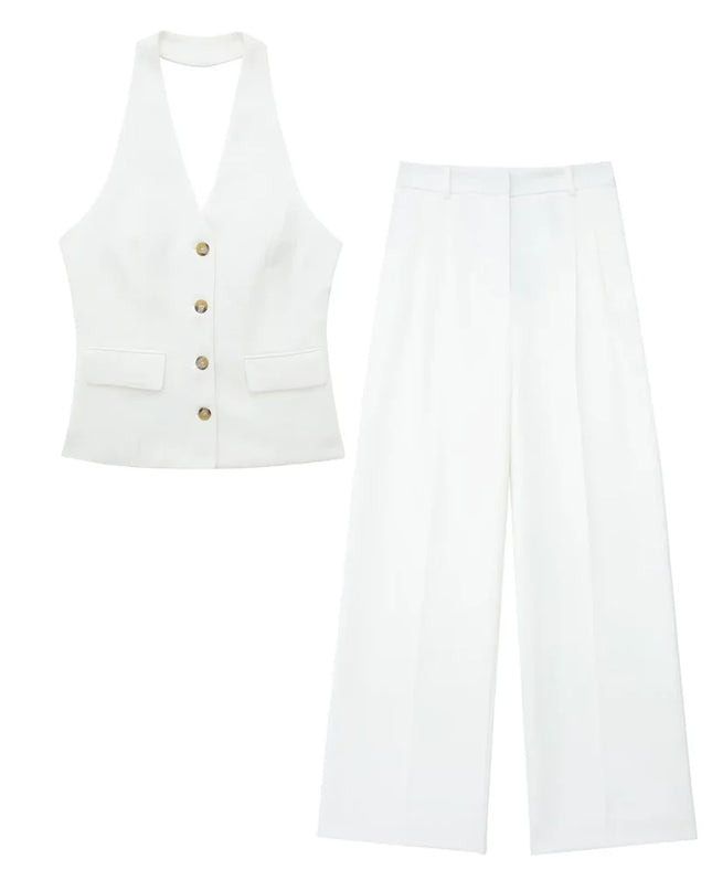 Halter Vest Tops + Pant Sets