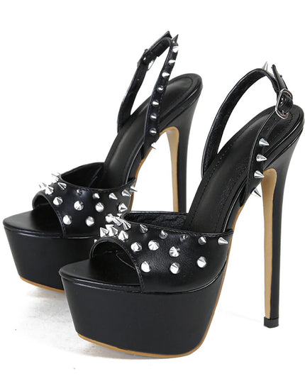 Metal Rivet Platform Sandals - VOLDRI