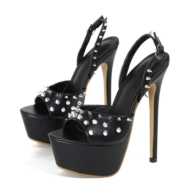 Metal Rivet Platform Sandals - VOLDRI