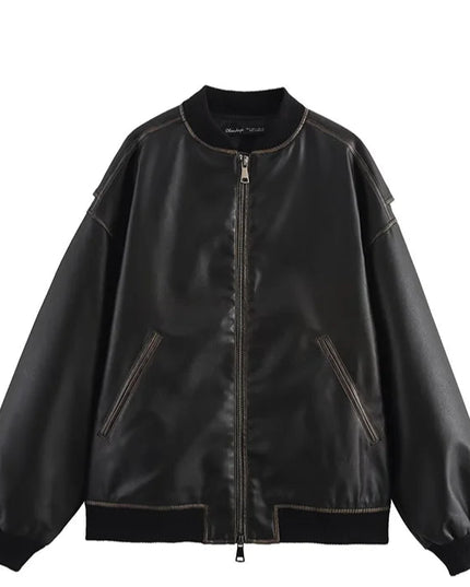 Casual Bomber  Leather Jackets - VOLDRI