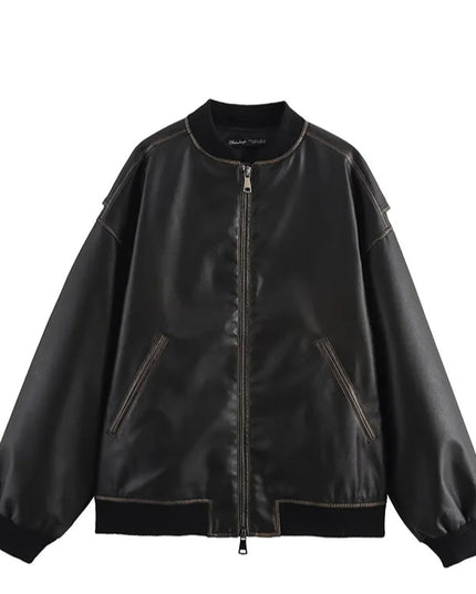 Casual Bomber  Leather Jackets - VOLDRI