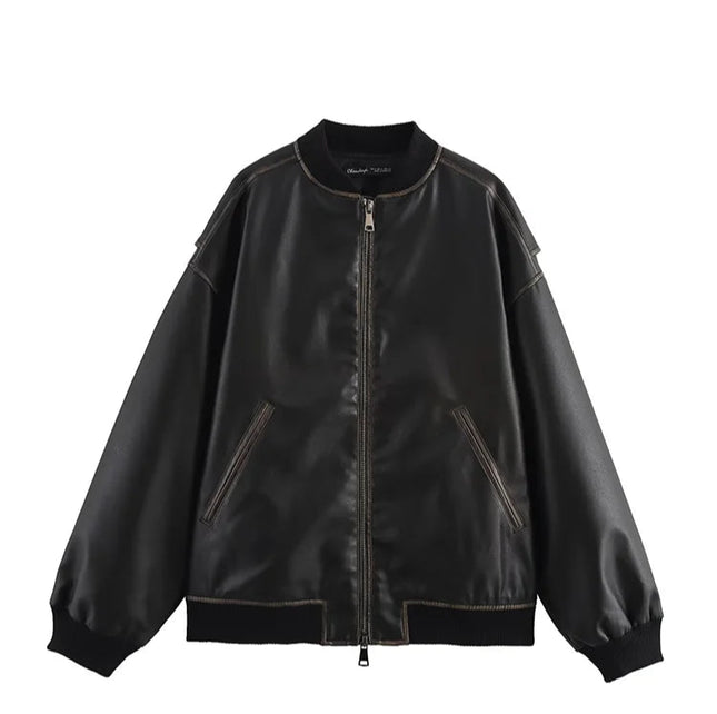 Casual Bomber  Leather Jackets - VOLDRI