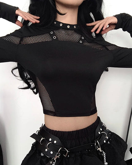 Black See Through Mesh T Shirts