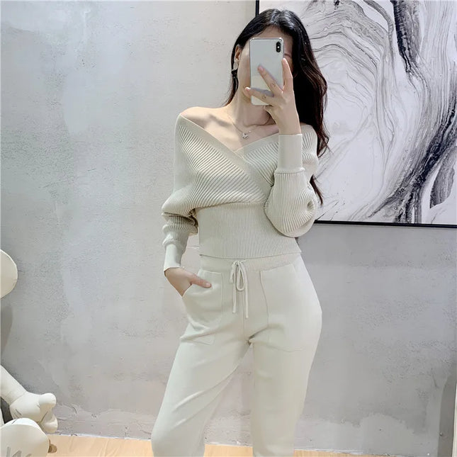 Knitted  Top and  Harem Pant Tracksuit