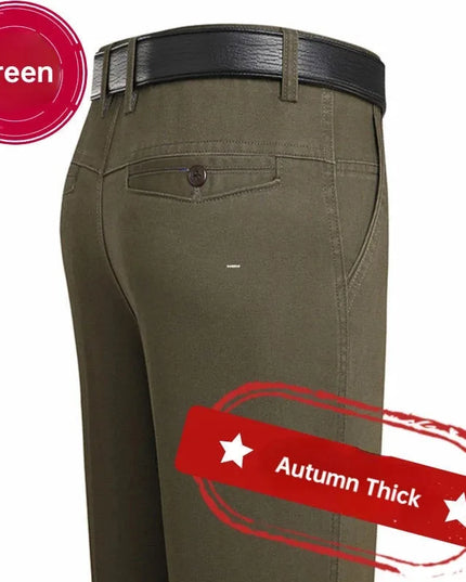 Men's 100% Cotton Autumn Thick Summer Thin Trousers Fashion Cargo Pants Smart Casual Solid Khaki Gray Brand Suit Pants KOACUS -   | Stylish & Elegant Fashion by Voldri