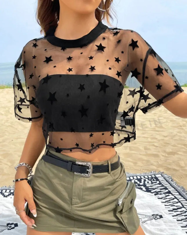 Star Print Crop Top