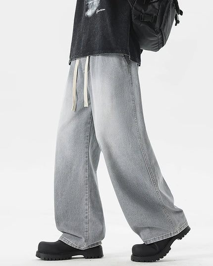 Men's Jeans American Loose Wide-leg Loose Straight Casual Trousers Street Hip-hop Baggy Jeans Black Grey  Blue Streetwear Men -   | Stylish & Elegant Fashion by Voldri