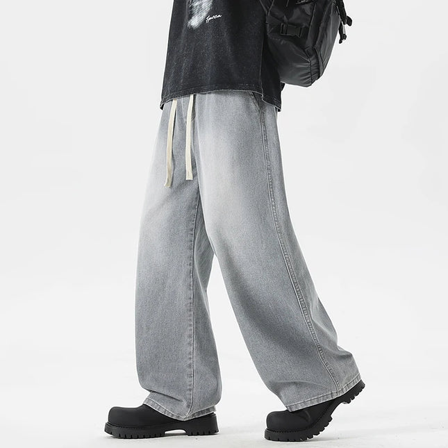 Men's Jeans American Loose Wide-leg Loose Straight Casual Trousers Street Hip-hop Baggy Jeans Black Grey  Blue Streetwear Men -   | Stylish & Elegant Fashion by Voldri