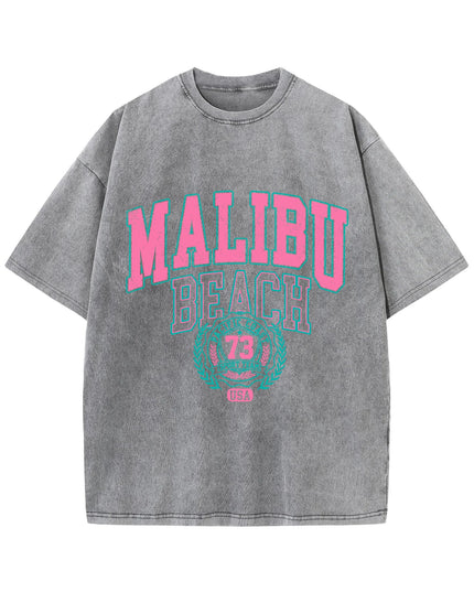 Washed Letter Printing T-shirt